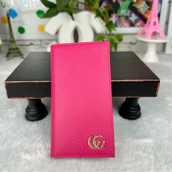 Gucci Accessories - Gucci Pink Leather phone case wallet converted to notepad wallet NEW